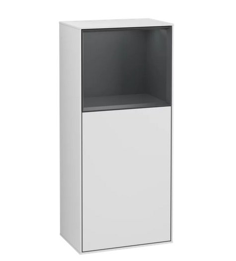 Шкафчик для ванной Villeroy & Boch Finion 41,8х93,6х27 см петли справа с подсветкой МДФ белый матовый лак/темно-синий матовый лак G530HGMT