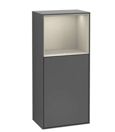Шкафчик для ванной Villeroy & Boch Finion 41,8х93,6х27 см петли справа с подсветкой МДФ антрацит матовый лак/песок матовый лак G530HHGK