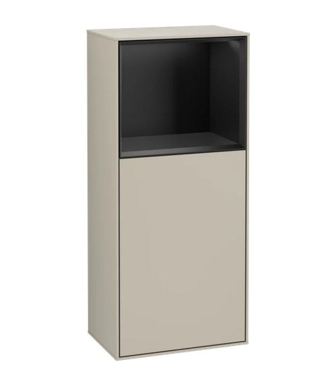Шкафчик для ванной Villeroy & Boch Finion 41,8х93,6х27 см петли справа с подсветкой МДФ песок матовый лак/черный матовый лак G530PDHH