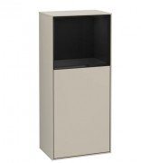 Шафка для ванної Villeroy & Boch Finion 41,8х93,6х27 см петлі праворуч з підсвічуванням МДФ пісок матовий лак/глянцевий чорний лак G530PHHH