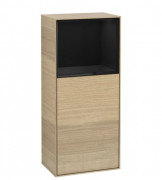 Шкафчик для ванной Villeroy & Boch Finion 41,8х93,6х27 см петли справа с подсветкой ДСП шпон дуба/глянцевый черный лак G530PHPC