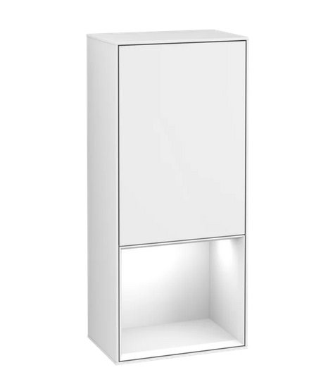 Шкафчик для ванной Villeroy & Boch Finion 41,8х93,6х27 см петли слева с подсветкой МДФ глянцевый белый лак F540GFGF