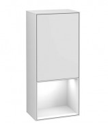 Шкафчик для ванной Villeroy & Boch Finion 41,8х93,6х27 см петли слева с подсветкой МДФ белый матовый лак/глянцевый белый лак  F540GFMT