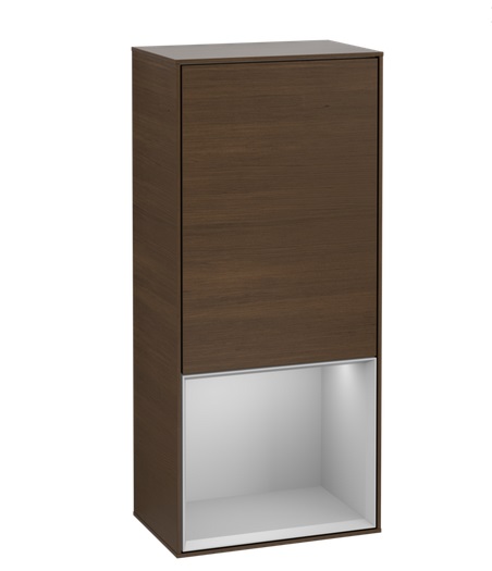 Шафка для ванної Villeroy & Boch Finion 41,8х93,6х27 см петлі зліва з підсвічуванням ДСП шпон волоського горіха/світло-сірий матовий лак F540GJGN