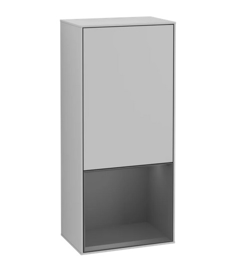 Шафка для ванної Villeroy & Boch Finion 41,8х93,6х27 см петлі зліва з підсвічуванням МДФ світло-сірий матовий лак/антрацит матовий лак F540GKGJ