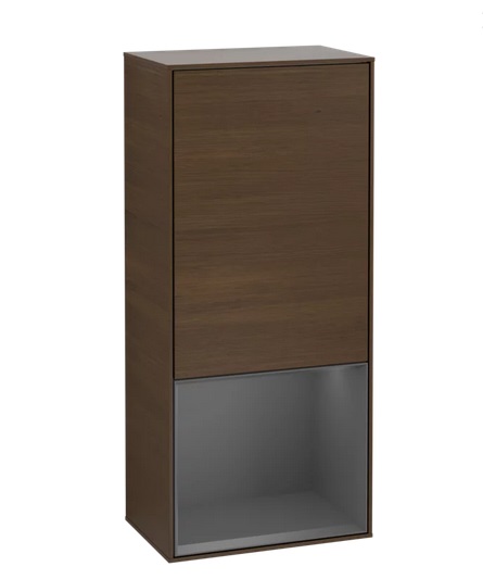 Шафка для ванної Villeroy & Boch Finion 41,8х93,6х27 см петлі зліва з підсвічуванням ДСП шпон волоського горіха/антрацит матовий лак F540GKGN