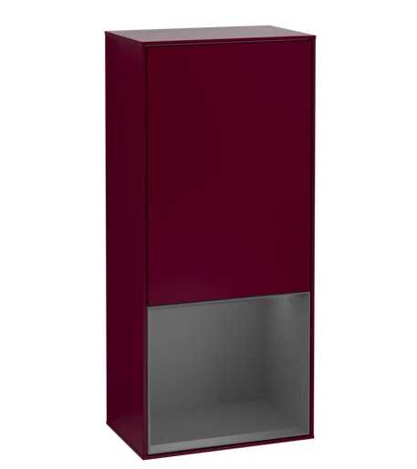 Шкафчик для ванной Villeroy & Boch Finion 41,8х93,6х27 см петли слева с подсветкой МДФ пион матовый лак/антрацит матовый лак F540GKHB