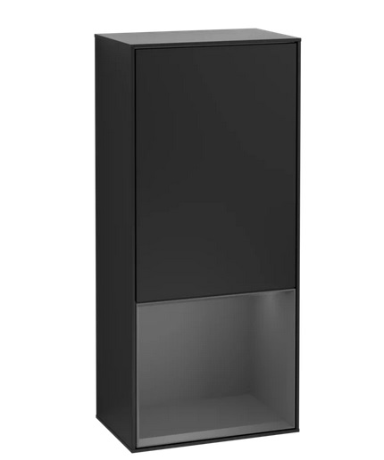 Шкафчик для ванной Villeroy & Boch Finion 41,8х93,6х27 см петли слева с подсветкой МДФ черный матовый лак/антрацит матовый лак F540GKPD