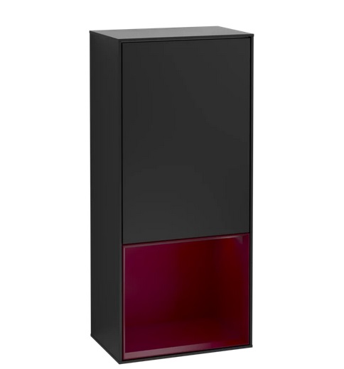 Шафка для ванної Villeroy & Boch Finion 41,8х93,6х27 см петлі зліва з підсвічуванням МДФ чорний матовий лак/півон матовий лак F540HBPD