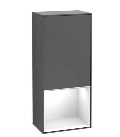 Шафка для ванної Villeroy & Boch Finion 41,8х93,6х27 см петлі зліва з підсвічуванням МДФ антрацит матовий лак/глянсовий білий лак F540GFGK
