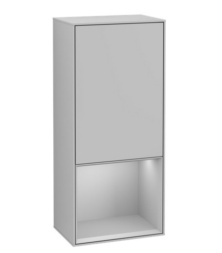 Шкафчик для ванной Villeroy & Boch Finion 41,8х93,6х27 см петли слева с подсветкой МДФ светло-серый матовый лак F540GJGJ