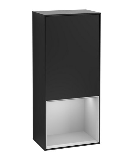 Шкафчик для ванной Villeroy & Boch Finion 41,8х93,6х27 см петли слева с подсветкой МДФ черный матовый лак/светло-серый матовый лак F540GJPD