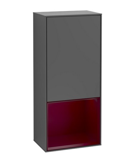 Шкафчик для ванной Villeroy & Boch Finion 41,8х93,6х27 см петли слева с подсветкой МДФ антрацит матовый лак/пион матовый лак F540HBGK