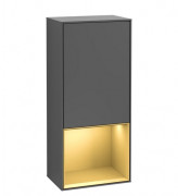 Шкафчик для ванной Villeroy & Boch Finion 41,8х93,6х27 см петли слева с подсветкой МДФ антрацит матовый лак/золотой матовый лак F540HFGK