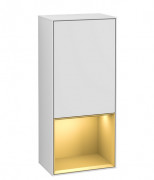 Шкафчик для ванной Villeroy & Boch Finion 41,8х93,6х27 см петли слева с подсветкой МДФ белый матовый лак/золотой матовый лак F540HFMT
