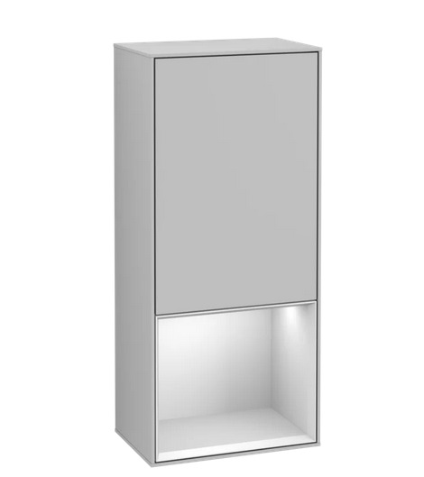 Шафка для ванної Villeroy & Boch Finion 41,8х93,6х27 см петлі зліва з підсвічуванням МДФ світло-сірий матовий лак/білий матовий лак F540MTGJ