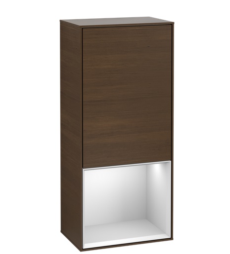 Шкафчик для ванной Villeroy & Boch Finion 41,8х93,6х27 см петли слева с подсветкой ДСП шпон грецкого ореха/белый матовый лак F540MTGN