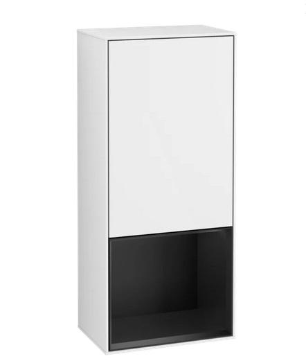Шкафчик для ванной Villeroy & Boch Finion 41,8х93,6х27 см петли слева с подсветкой МДФ глянцевый белый лак/черный матовый лак F540PDGF