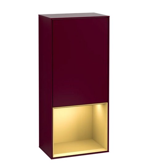 Шкафчик для ванной Villeroy & Boch Finion 41,8х93,6х27 см петли слева с подсветкой МДФ пион матовый лак/золотой матовый лак  F540HFHB
