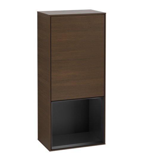 Шафка для ванної Villeroy & Boch Finion 41,8х93,6х27 см петлі зліва з підсвічуванням ДСП шпон волоського горіха/чорний матовий лак F540PDGN