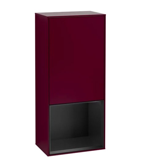 Шкафчик для ванной Villeroy & Boch Finion 41,8х93,6х27 см петли слева с подсветкой МДФ пион матовый лак/черный матовый лак F540PDHB