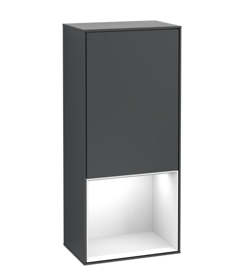 Шафка для ванної Villeroy & Boch Finion 41,8х93,6х27 см петлі зліва з підсвічуванням МДФ темно-синій матовий лак/глянсовий білий лак F540GFHG