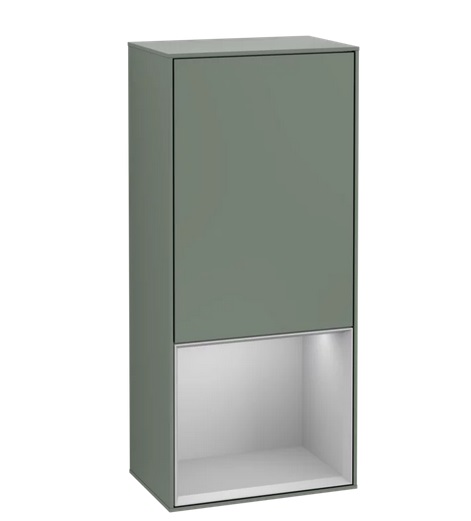 Шкафчик для ванной Villeroy & Boch Finion 41,8х93,6х27 см петли слева с подсветкой МДФ оливковый матовый лак/светло-серый матовый лак F540GJGM