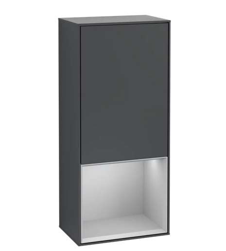 Шафка для ванної Villeroy & Boch Finion 41,8х93,6х27 см петлі зліва з підсвічуванням МДФ темно-синій матовий лак/світло-сірий матовий лак F540GJHG