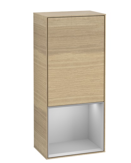 Шкафчик для ванной Villeroy & Boch Finion 41,8х93,6х27 см петли слева с подсветкой ДСП шпон дуба/светло-серый матовый лак F540GJPC