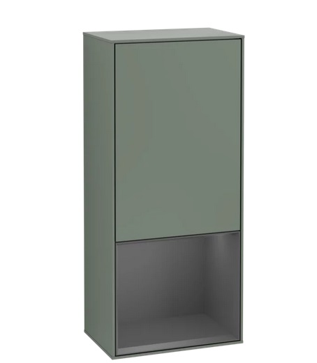 Шкафчик для ванной Villeroy & Boch Finion 41,8х93,6х27 см петли слева с подсветкой МДФ оливковый матовый лак/антрацит матовый лак F540GKGM