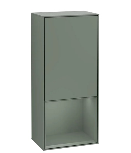 Шкафчик для ванной Villeroy & Boch Finion 41,8х93,6х27 см петли слева с подсветкой МДФ оливковый матовый лак F540GMGM