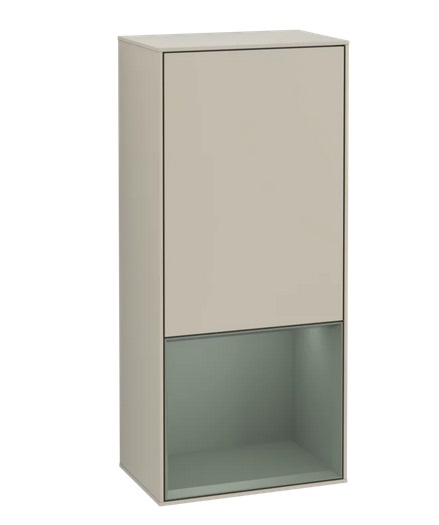 Шкафчик для ванной Villeroy & Boch Finion 41,8х93,6х27 см петли слева с подсветкой МДФ песок матовый лак/оливковый матовый лак F540GMHH