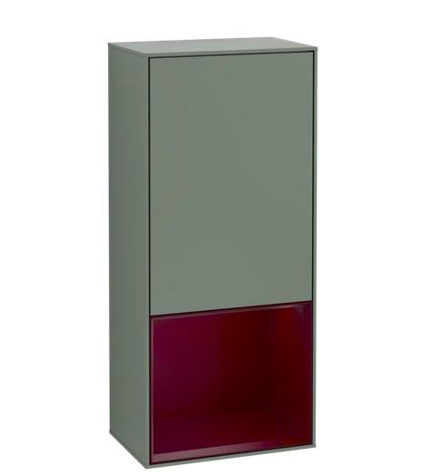 Шкафчик для ванной Villeroy & Boch Finion 41,8х93,6х27 см петли слева с подсветкой МДФ оливковый матовый лак/пион матовый лак F540HBGM