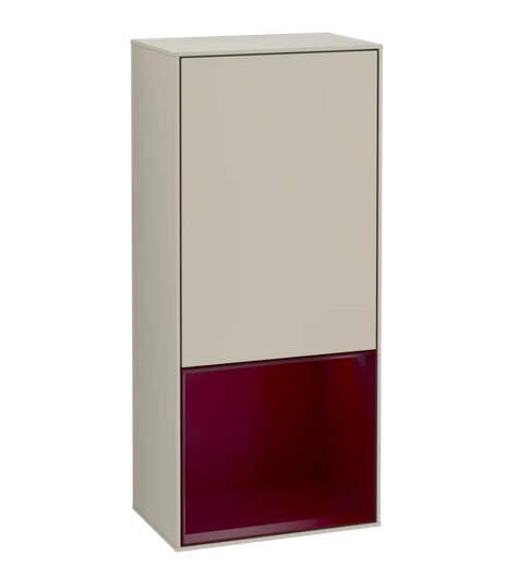 Шкафчик для ванной Villeroy & Boch Finion 41,8х93,6х27 см петли слева с подсветкой МДФ песок матовый лак/пион матовый лак F540HBHH