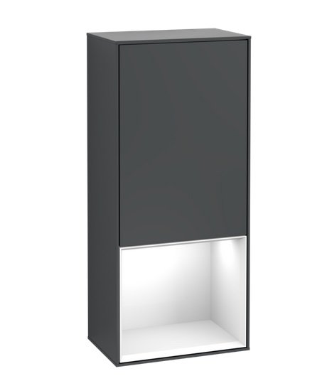 Шкафчик для ванной Villeroy & Boch Finion 41,8х93,6х27 см петли слева с подсветкой МДФ темно-синий матовый лак/глянцевый белый лак F540GFHG