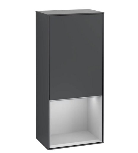 Шкафчик для ванной Villeroy & Boch Finion 41,8х93,6х27 см петли слева с подсветкой МДФ темно-синий матовый лак/светло-серый матовый лак F540GJHG