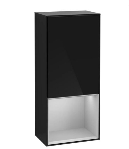 Шафка для ванної Villeroy & Boch Finion 41,8х93,6х27 см петлі зліва з підсвічуванням МДФ глянсовий чорний лак/світло-сірий матовий лак F540GJPH