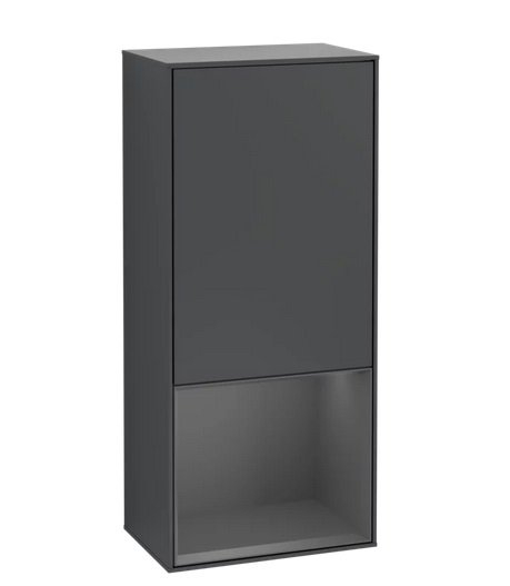Шафка для ванної Villeroy & Boch Finion 41,8х93,6х27 см петлі зліва з підсвічуванням МДФ темно-синій матовий лак/антрацит матовий лак F540GKHG