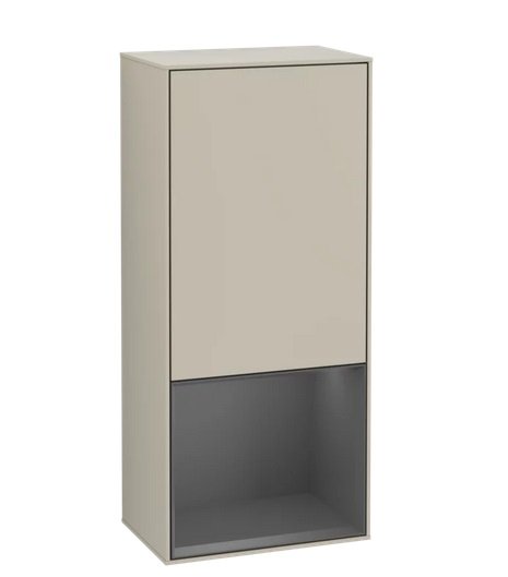 Шкафчик для ванной Villeroy & Boch Finion 41,8х93,6х27 см петли слева с подсветкой МДФ песок матовый лак/антрацит матовый лак F540GKHH