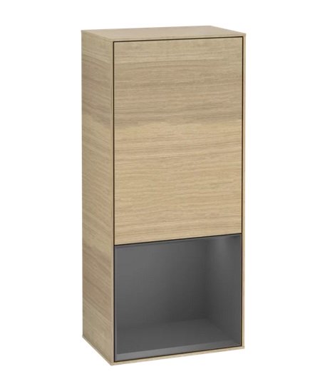 Шкафчик для ванной Villeroy & Boch Finion 41,8х93,6х27 см петли слева с подсветкой ДСП шпон дуба/антрацит матовый лак F540GKPC