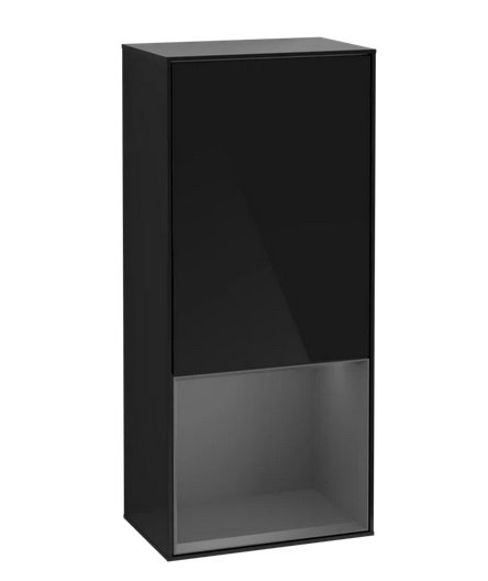 Шкафчик для ванной Villeroy & Boch Finion 41,8х93,6х27 см петли слева с подсветкой МДФ глянцевый черный лак/антрацит матовый лак F540GKPH