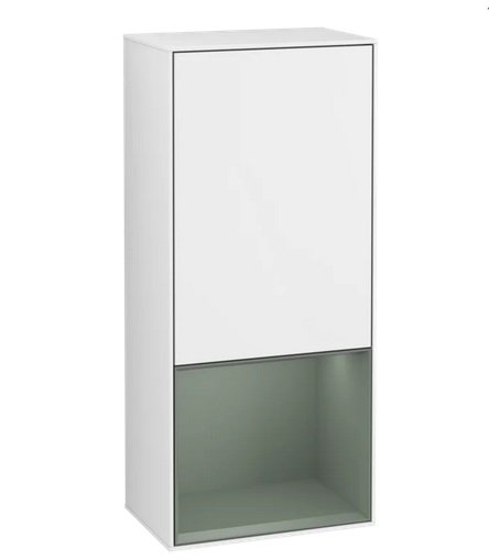 Шафка для ванної Villeroy & Boch Finion 41,8х93,6х27 см петлі зліва з підсвічуванням МДФ глянсовий білий лак/оливковий матовий лак F540GMGF
