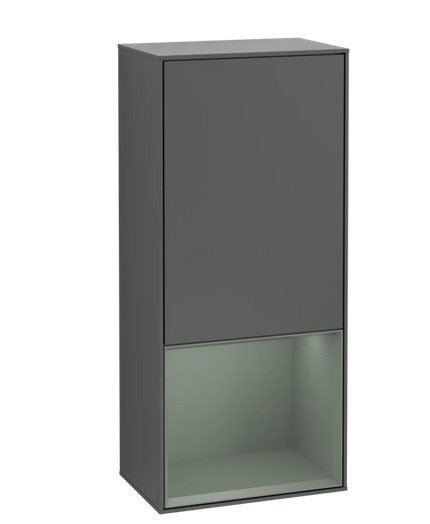 Шкафчик для ванной Villeroy & Boch Finion 41,8х93,6х27 см петли слева с подсветкой МДФ антрацит матовый лак/оливковый матовый лак F540GMGK