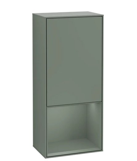 Шкафчик для ванной Villeroy & Boch Finion 41,8х93,6х27 см петли слева с подсветкой МДФ оливковый матовый лак F540GMGM