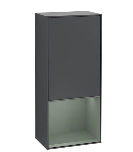 Шкафчик для ванной Villeroy & Boch Finion 41,8х93,6х27 см петли слева с подсветкой МДФ темно-синий матовый лак/оливковый матовый лак F540GMHG