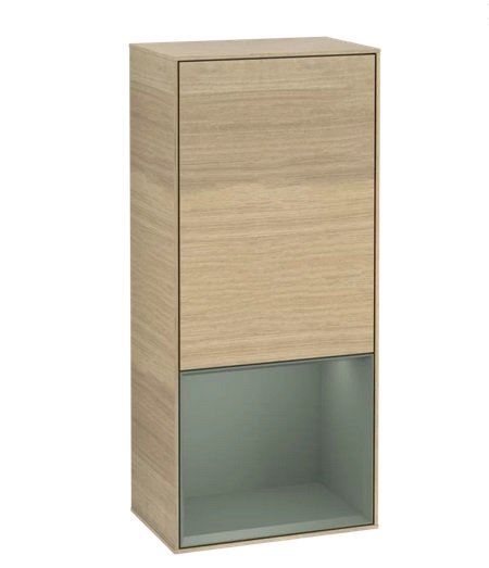 Шкафчик для ванной Villeroy & Boch Finion 41,8х93,6х27 см петли слева с подсветкой ДСП шпон дуба/оливковый матовый лак F540GMPC