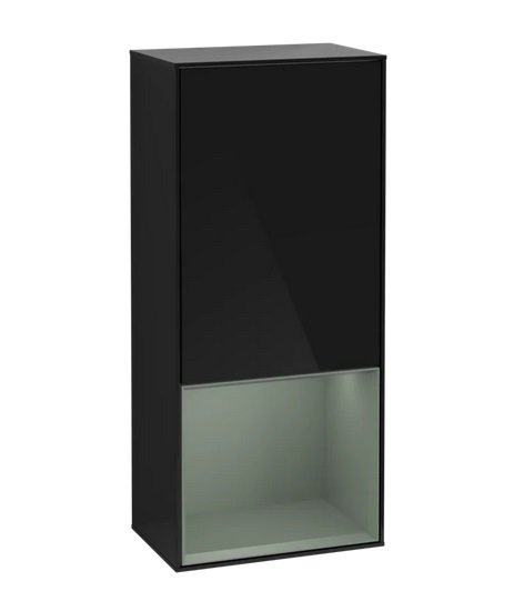 Шкафчик для ванной Villeroy & Boch Finion 41,8х93,6х27 см петли слева с подсветкой МДФ глянцевый черный лак/оливковый матовый лак F540GMPH