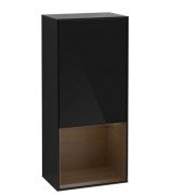 Шкафчик для ванной Villeroy & Boch Finion 41,8х93,6х27 см петли слева с подсветкой МДФ глянцевый черный лак/шпон грецкого ореха F540GNPH