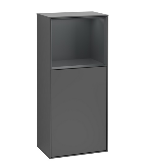 Шафка для ванної Villeroy & Boch Finion 41,8х93,6х27 см петлі зліва з підсвічуванням МДФ антрацит матовий лак/темно-синій матовий лак F520HGGK