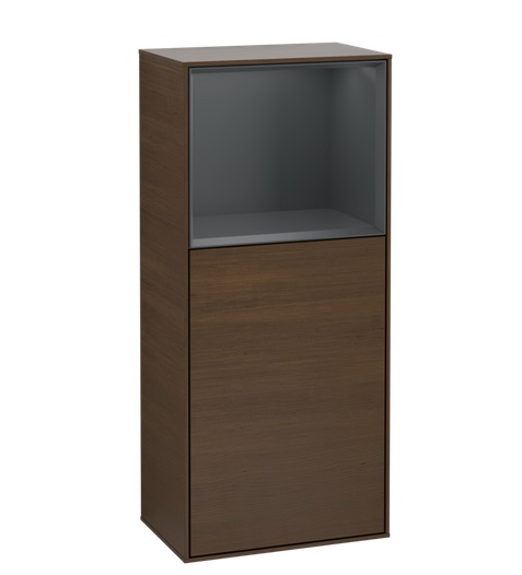 Шкафчик для ванной Villeroy & Boch Finion 41,8х93,6х27 см петли слева с подсветкой ДСП шпон грецкого ореха/темно-синий матовый лак F520HGGN